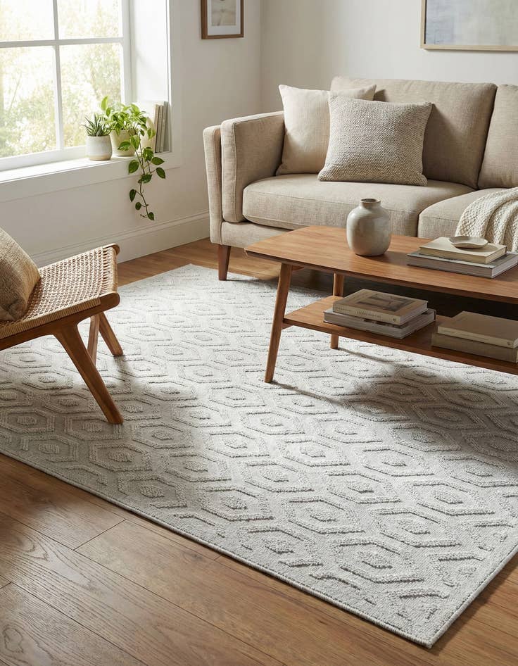 Detail image of 7' 10 x 10'  Washable Trellis Textured Indoor / Outdoor Rug