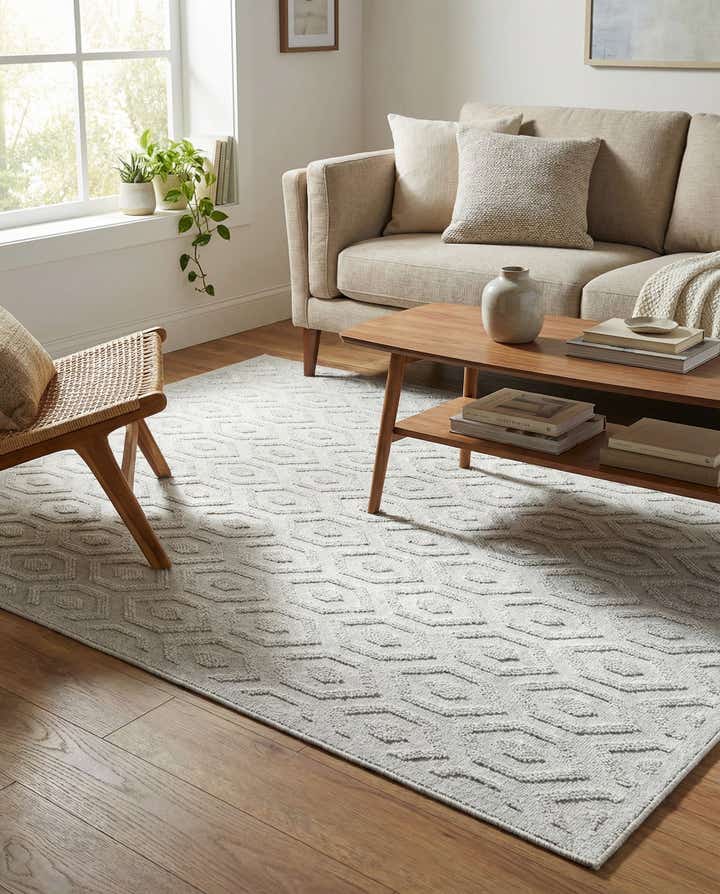 7' 10 x 10' Easy-Clean Trellis Textured Indoor / Outdoor Rug