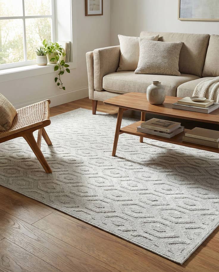 Detail image of 7' 10 x 10' Easy-Clean Trellis Textured Indoor / Outdoor Rug