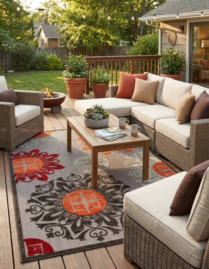 Detail image of 7' 10 x 11'  Washable Modern Indoor / Outdoor Rug