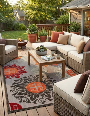 7' 10 x 11' Easy-Clean Modern Indoor / Outdoor Rug
