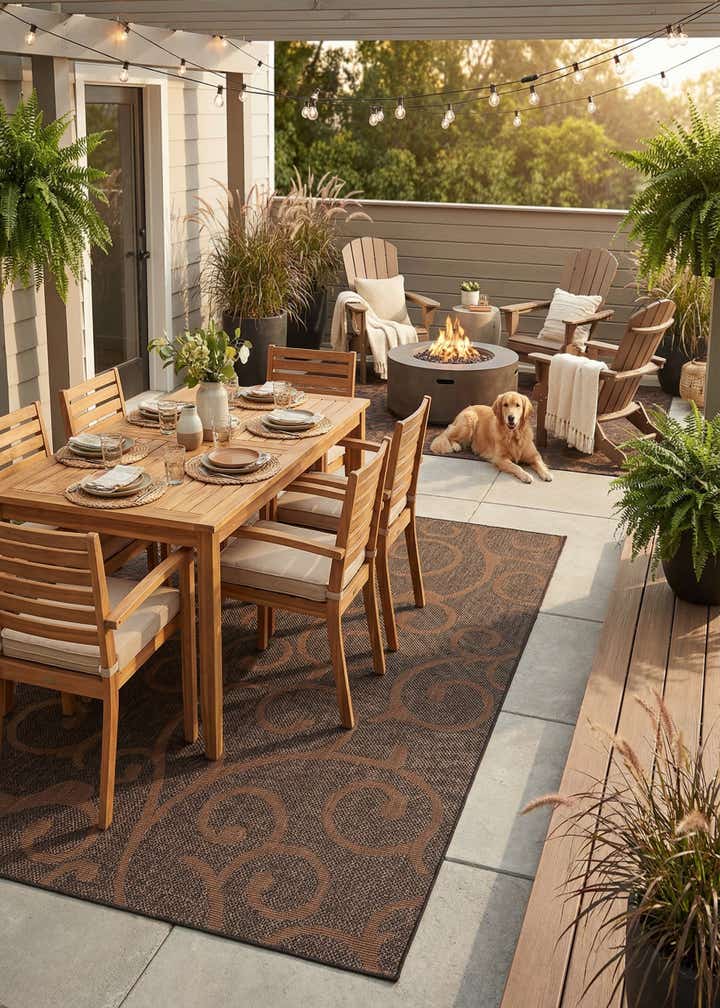9' x 12' 2 Easy-Clean Botanical Indoor / Outdoor Rug