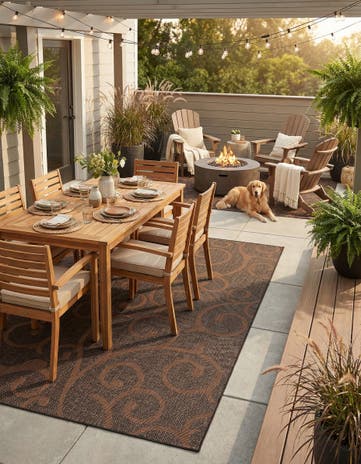 9' x 12' 2 Easy-Clean Botanical Indoor / Outdoor Rug