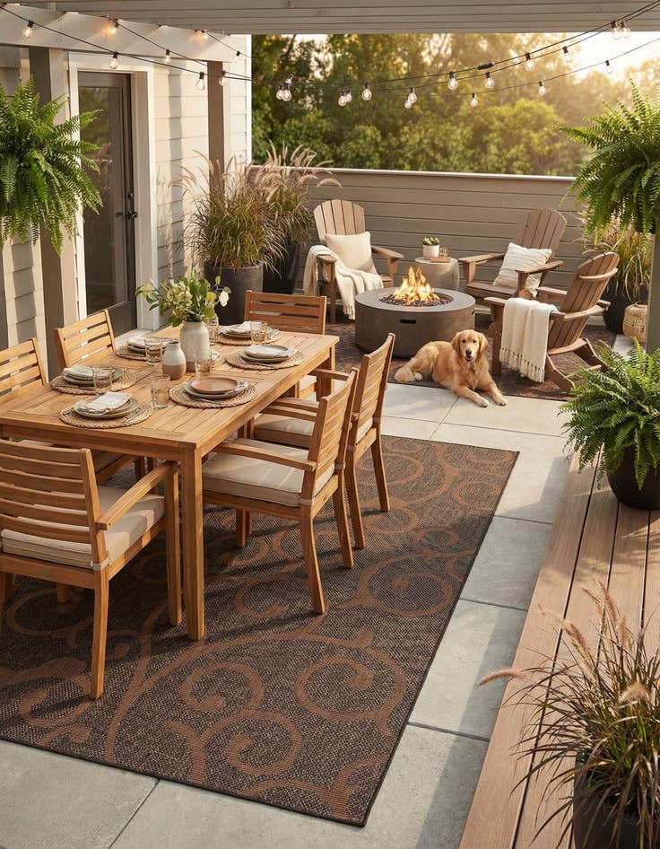 Detail image of 9' x 12' 2 Easy-Clean Botanical Indoor / Outdoor Rug