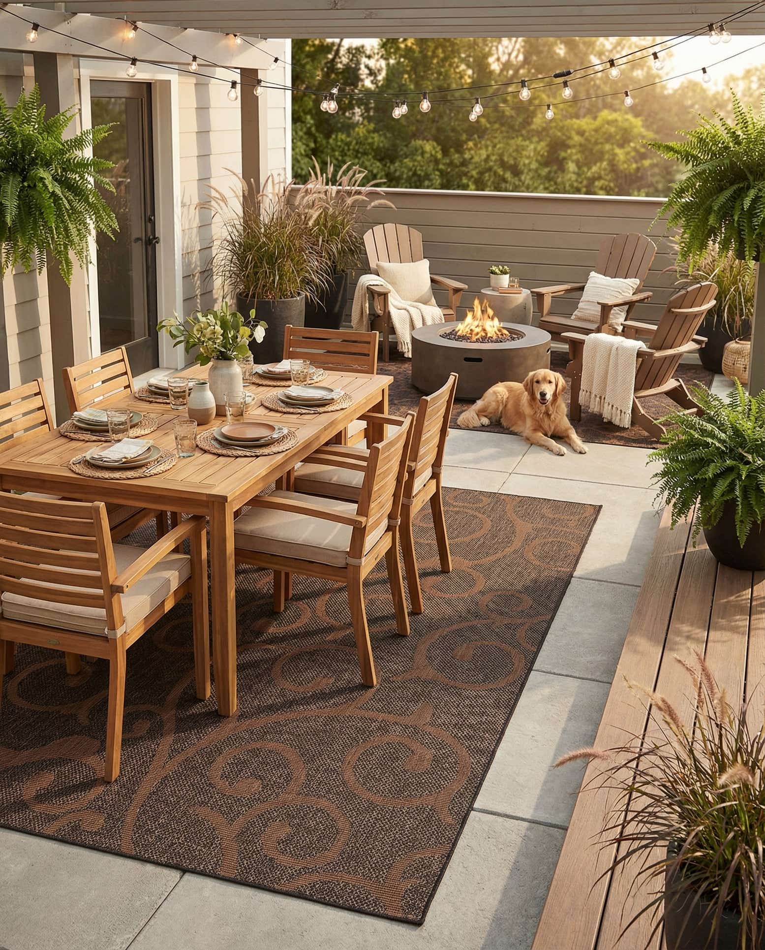 9' x 12' 2 Easy-Clean Botanical Indoor / Outdoor Rug