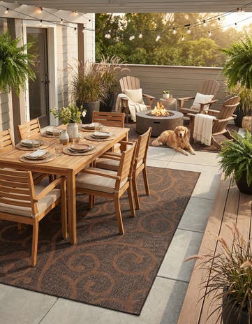 9' x 12' 2 Easy-Clean Botanical Indoor / Outdoor Rug