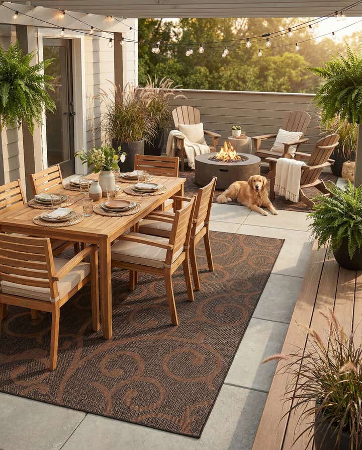9' x 12' 2 Easy-Clean Botanical Indoor / Outdoor Rug