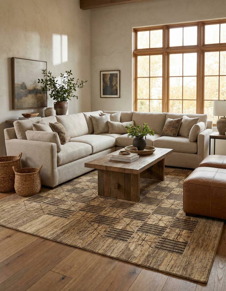 Detail image of 6' 6 x 9' 6  Hand Knotted Modern Ziegler Oriental Rug