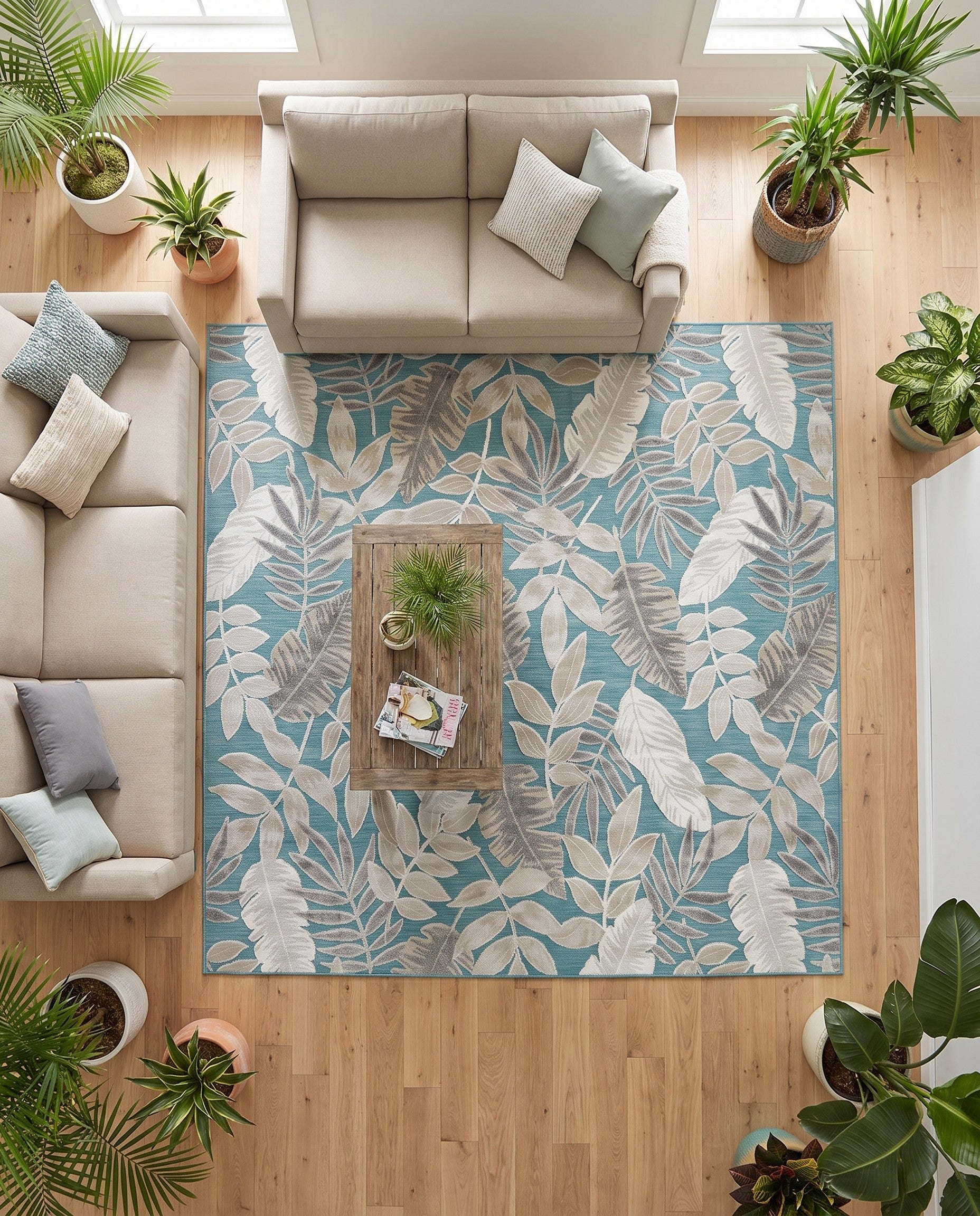 8' 2 x 8' 2 Easy-Clean Botanical Indoor / Outdoor Square Rug