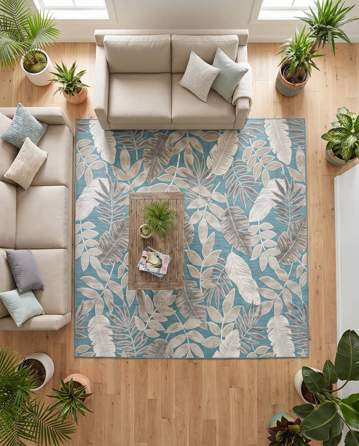 Detail image of 8' 2 x 8' 2 Easy-Clean Botanical Indoor / Outdoor Square Rug
