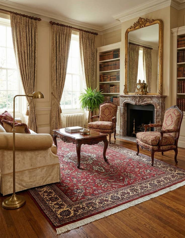 Detail image of  5' 7 x 8' 2  Hand Knotted Isfahan Wool Rug