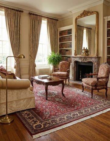 5' 7 x 8' 2 Hand Knotted Isfahan Wool Rug