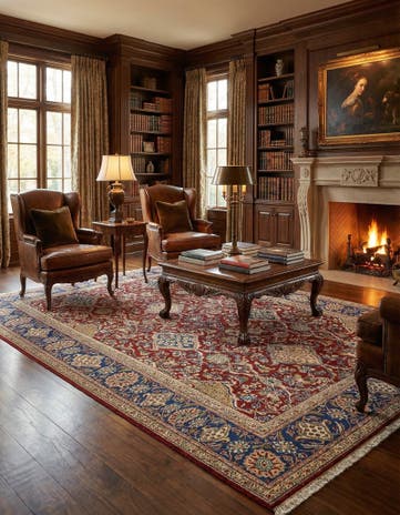 9' 2 x 12' 9 Hand Knotted Sarough Persian Wool Rug