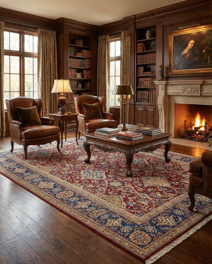 9' 2 x 12' 9 Hand Knotted Sarough Persian Wool Rug