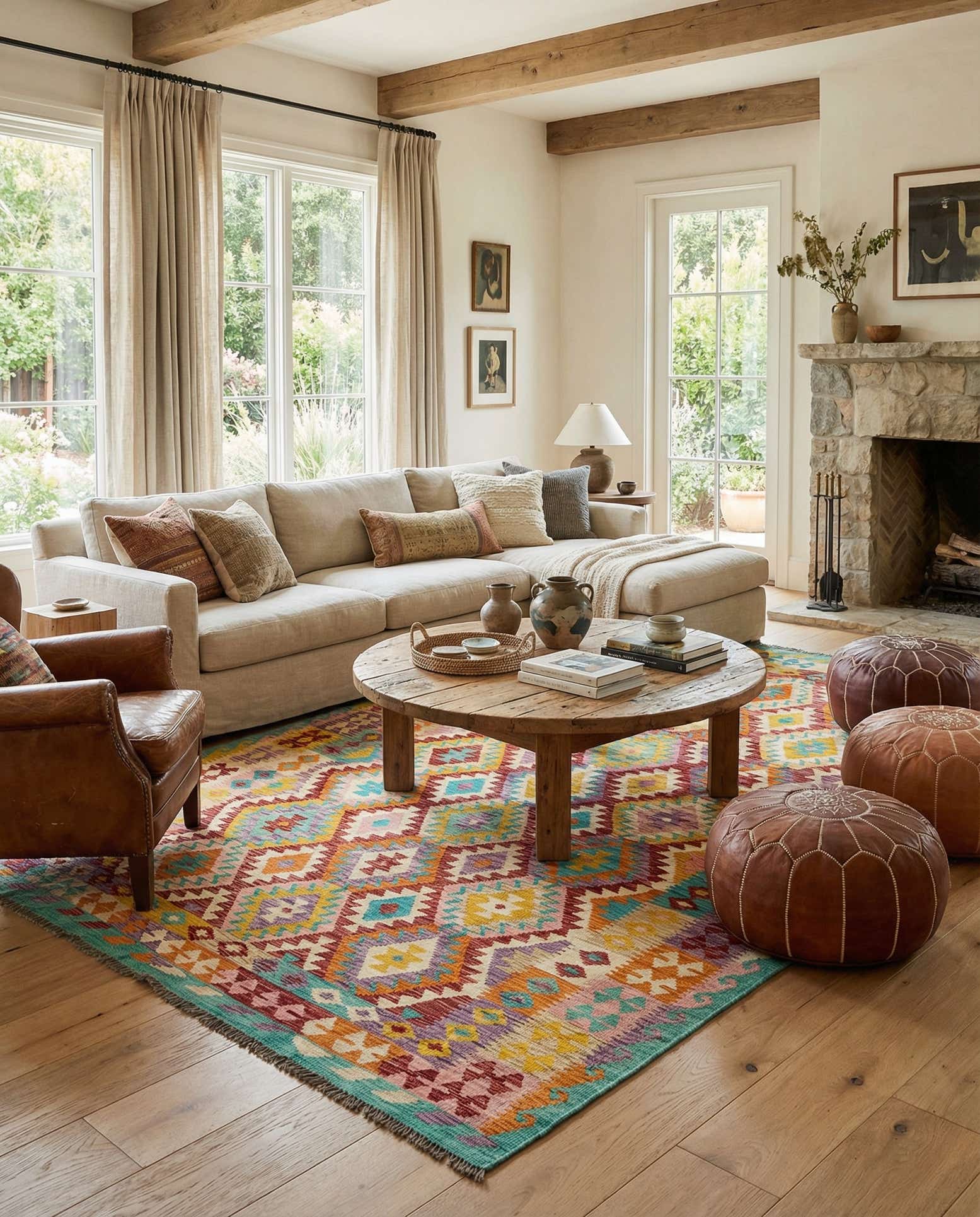 6' 10 x 9' 7 Hand Knotted Marok Kilim Rug