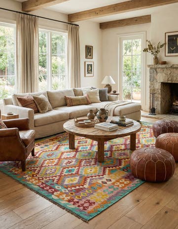 6' 10 x 9' 7 Hand Knotted Marok Kilim Rug