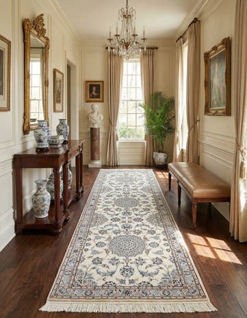 3' 6 x 9' 10 Hand Knotted Nain Persian Wool Runner Rug