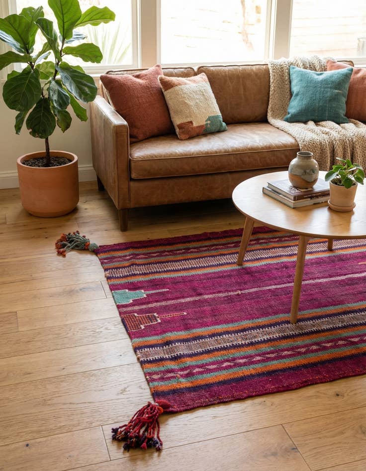 Detail image of 3' 3 x 3' 5  Hand Woven Kilim Modern Wool Square Rug