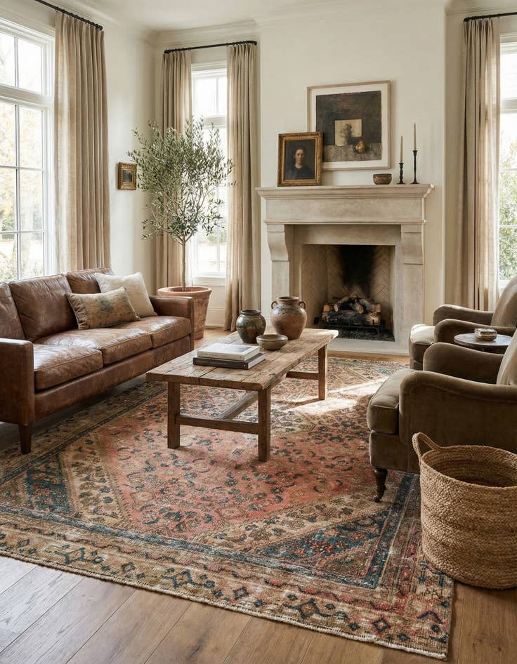 Detail image of  6' x 8' 10  Hand Knotted Ultra Vintage Persian Wool Rug