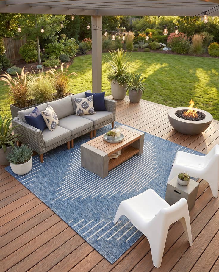 Detail image of 7' x 7' Easy-Clean Modern Indoor / Outdoor Square Rug