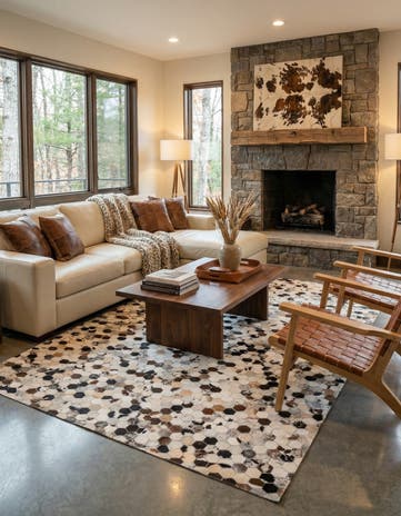 5' 1 x 8' Cowhide Leather Rug