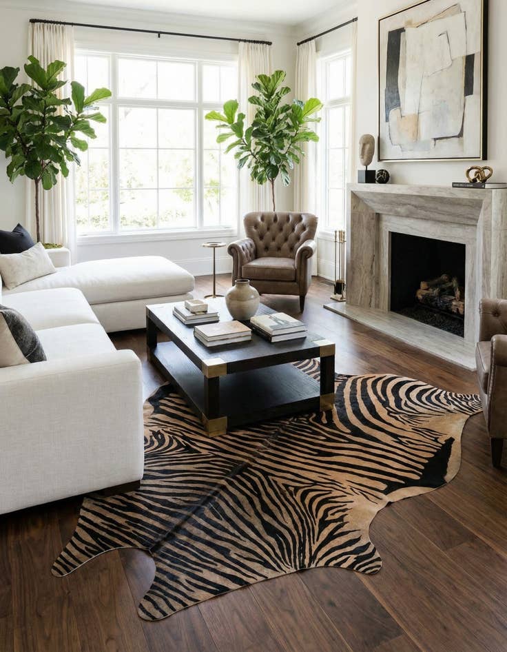 Detail image of 6' 6 x 7' Cowhide Leather Freeform Rug