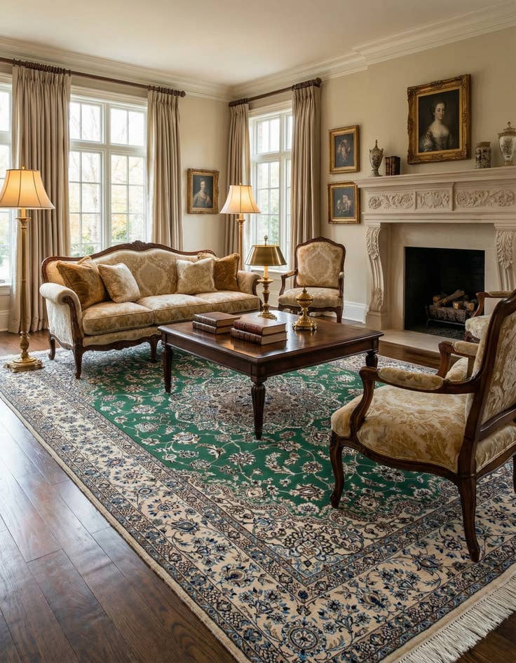 Detail image of 6' 6 x 9' 11  Hand Knotted Nain Persian Rug