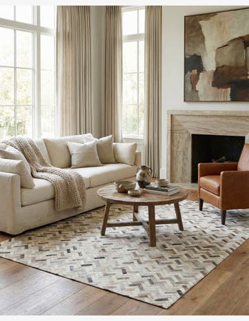5' 3 x 7' 6 Cowhide Leather Rug