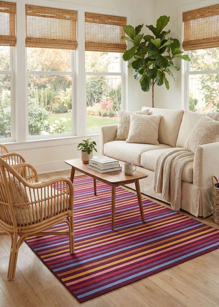 6' x 9' Easy-Clean Ribbon Indoor / Outdoor Rug