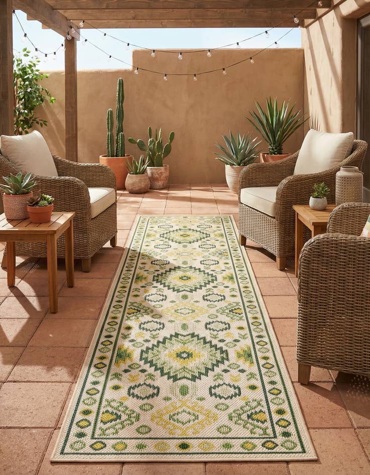 Detail image of 2' 7 x 10'  Washable Baja Indoor / Outdoor Runner Rug