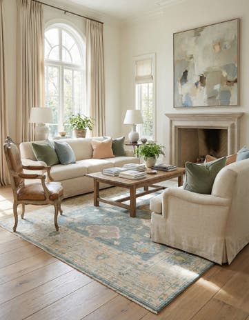 8' 7 x 11' 11 Hand Knotted Oushak Rug