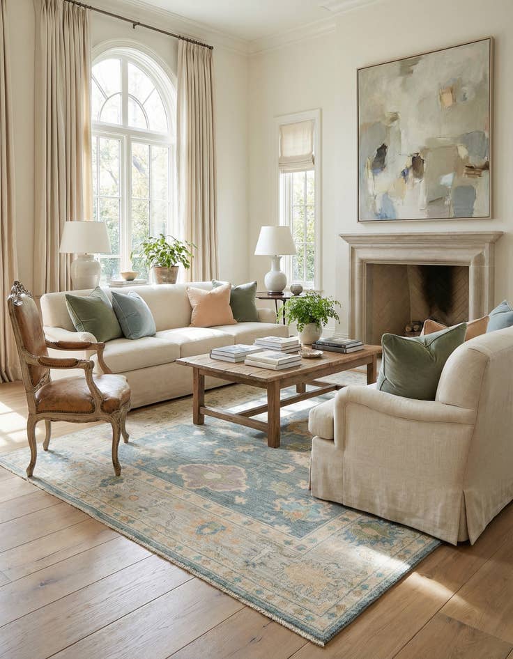 Detail image of 8' 7 x 11' 11  Hand Knotted Oushak Rug