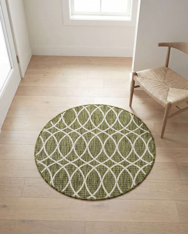 3' x 3' Easy-Clean Lattice Indoor / Outdoor Round Rug