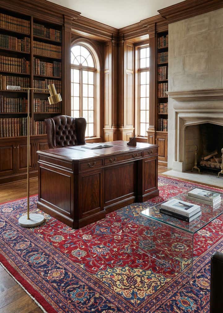 9' 6 x 12' 9 Hand Knotted Mahal Persian Wool Rug