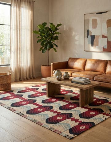 5' 1 x 6' 5 Hand Woven Kilim Modern Wool Rug