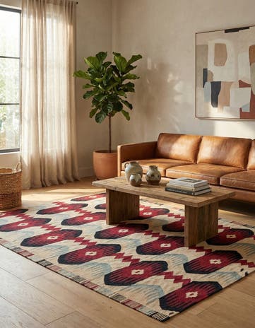 5' 1 x 6' 5 Hand Woven Kilim Modern Wool Rug