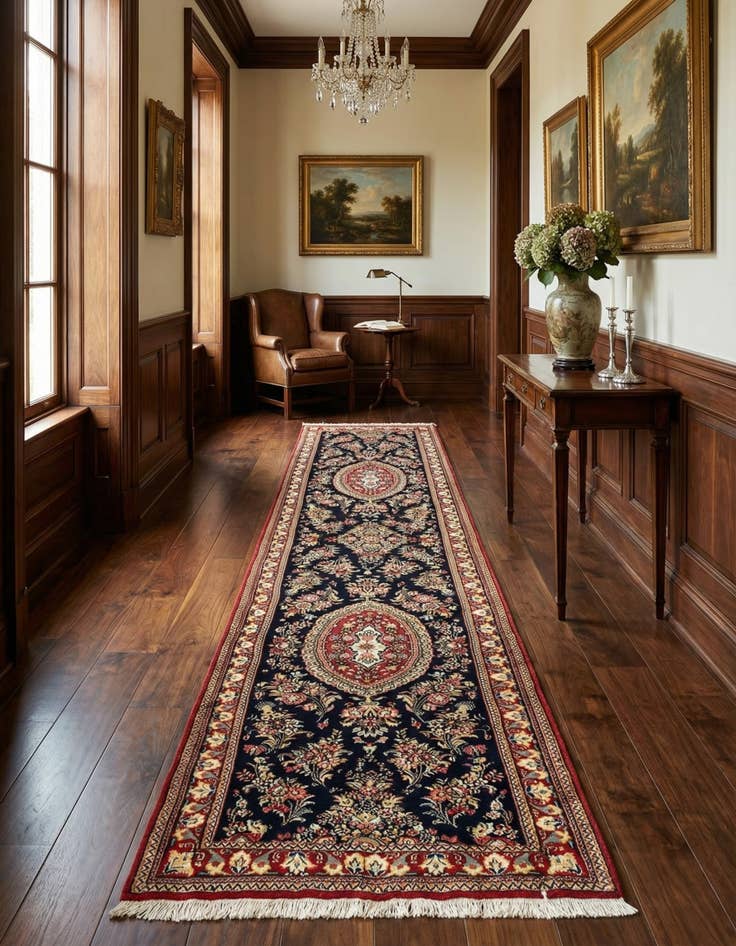 Detail image of 2' 11 x 13' 5  Hand Knotted Qom Persian Runner Rug