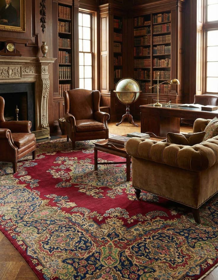 Detail image of 8' 10 x 11' 9 Hand Knotted Kerman Persian Wool Rug