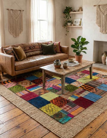 5' 8 x 7' 8 Hand Woven Kilim Patchwork Wool Rug