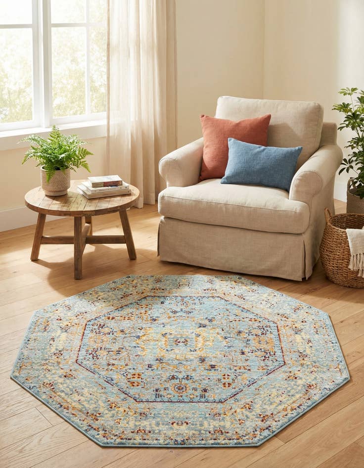 Detail image of 4' x 4' Aqua Octagon Rug