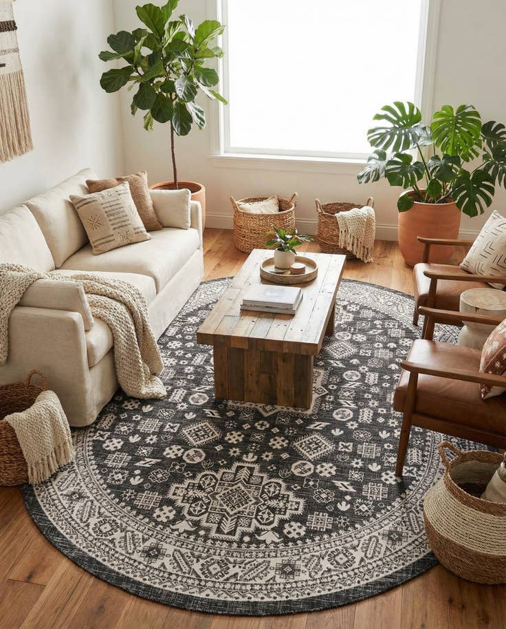 Detail image of 7' 10 x 10' Easy-Clean Aztec Indoor / Outdoor Oval Rug
