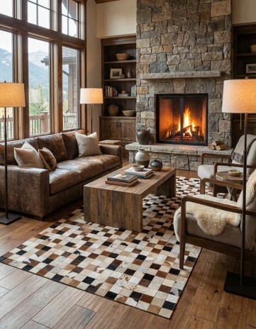 5' 1 x 8' Cowhide Leather Rug