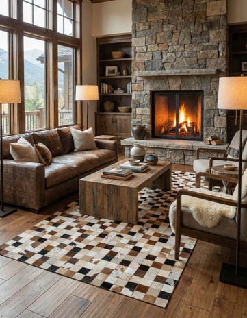 5' 1 x 8' Cowhide Leather Rug