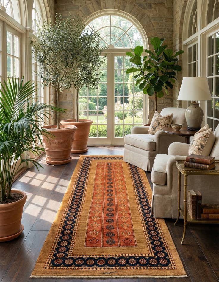Detail image of 2' 8 x 6' 10 Luribaft Wool Runner Rug