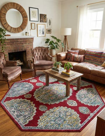 Red Paragon Octagon Rug