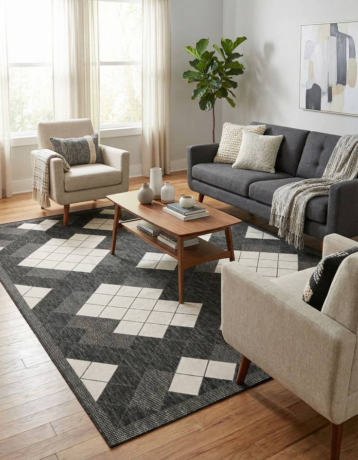 Detail image of 7' x 10'  Washable Modern Indoor / Outdoor Rug