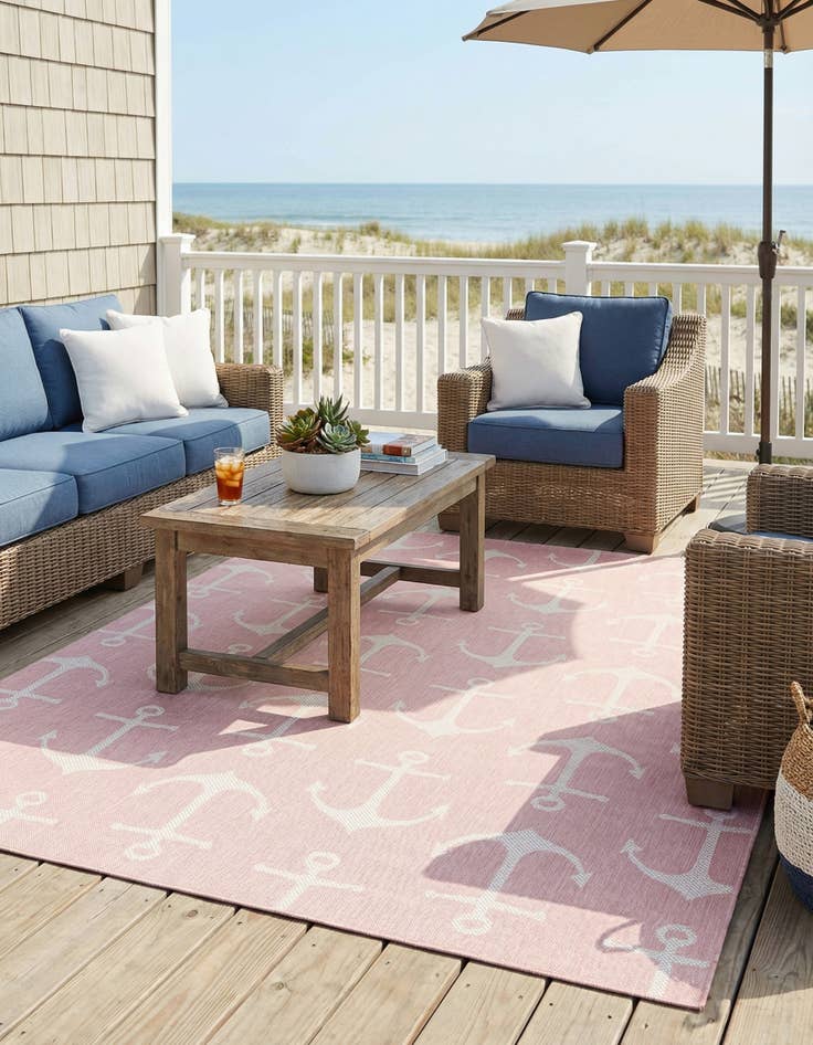 Detail image of  7' x 10'  Washable Coastal Indoor / Outdoor Rug