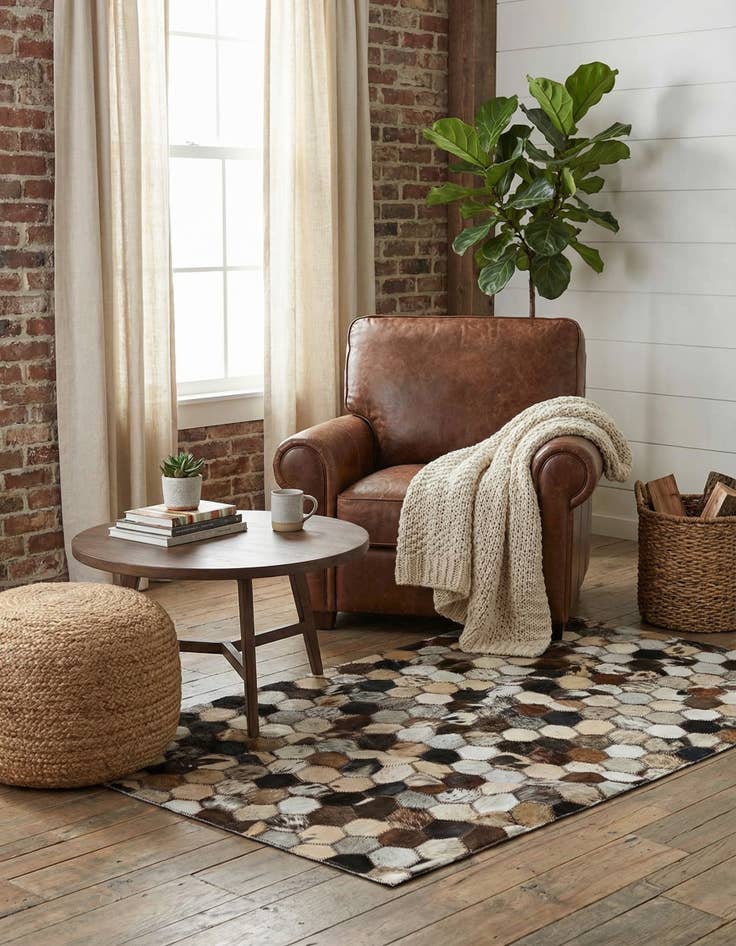 Detail image of  2' x 3' Cowhide Leather Rug