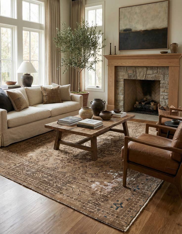 Detail image of 7' 3 x 9' 3  Hand Knotted Ultra Vintage Persian Wool Rug