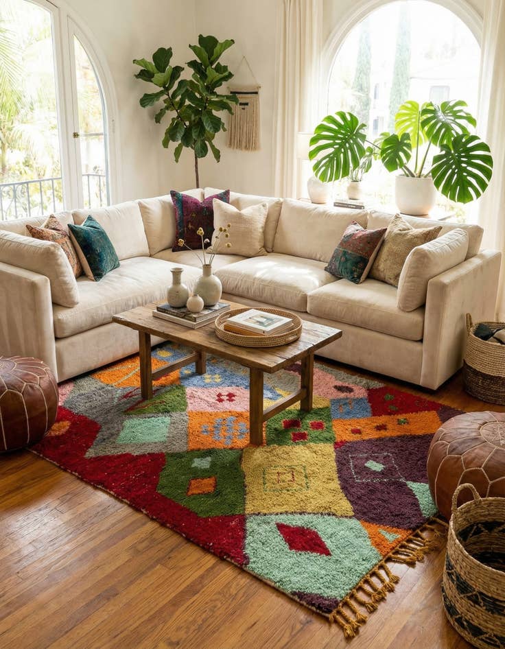 Detail image of 6' 2 x 10'  Hand Knotted Moroccan Wool Rug